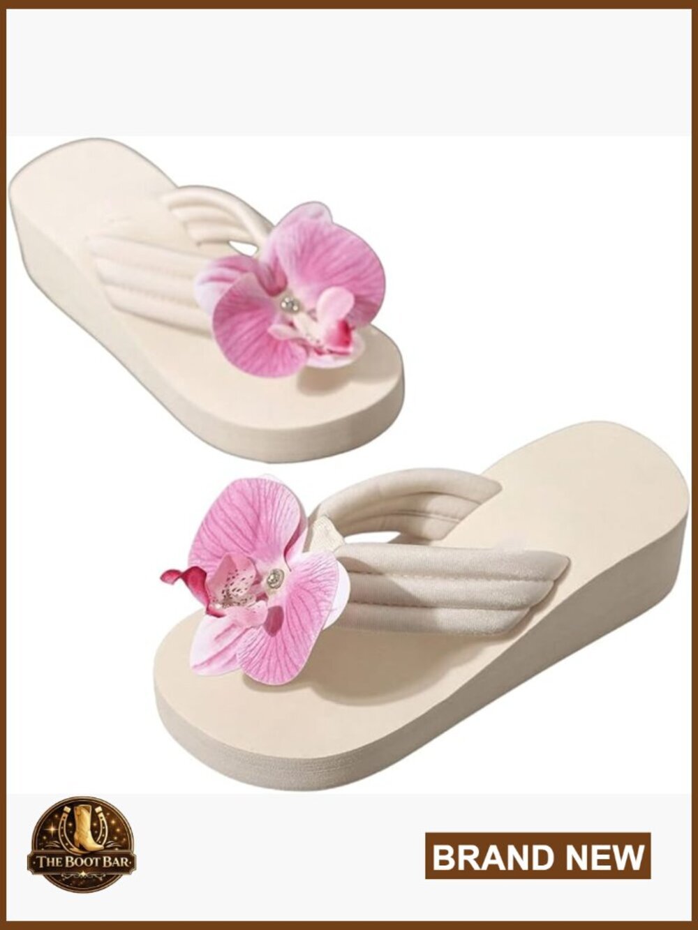 3D Floral Platform Wedge Sandals Flip Flops Non Slip Thick Sole Boho